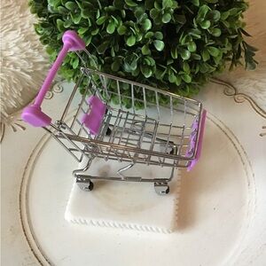 Miniature Shopping Cart with Purple Accents